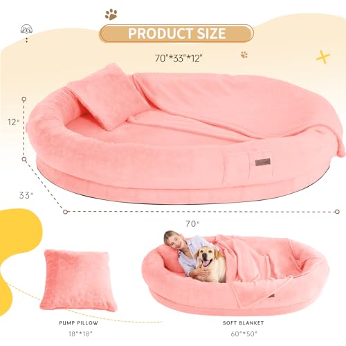 Fvkind Pet Bed Mat in 70"L×33"W×12"Th, Pink
