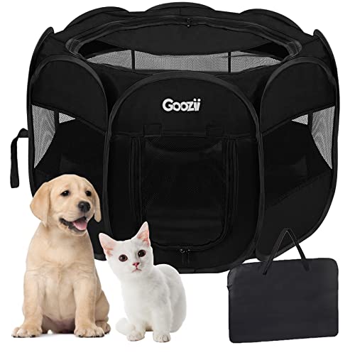 Goozii Pet Playpen in S [29" x 29" x 17"], Black