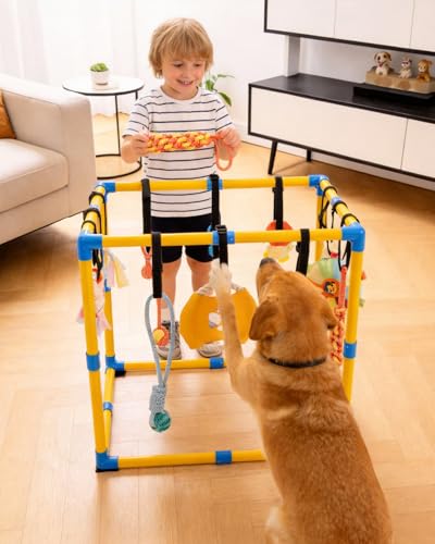 Grevigily Pet Toy in 23.6x15.7x15.7inch, Yellow + Blue
