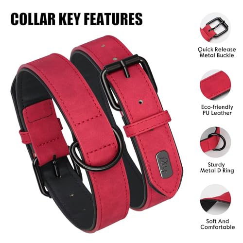 Didog Animal Collar in M: Fit Neck 11-14"(10-20 lbs), Red