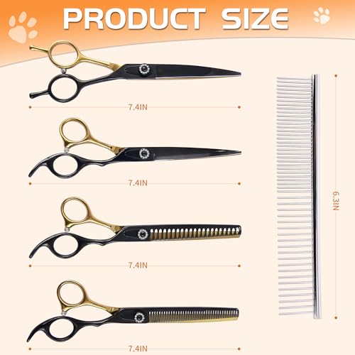 hyzrqwyw Scissors in 4 pieces - Professional Kit, Black Gold