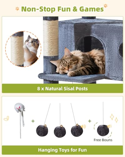 Taoqimiao Pet Activity Structure in 76 inch, Smoky Gray