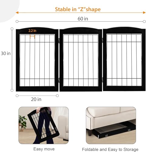 LZRS Temporary Gate in 30"Height-3 Panel, Black