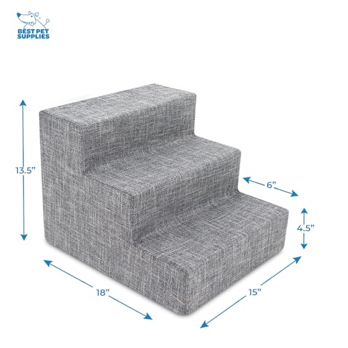 Best Pet Supplies Animal Stair in H: 13.5 Inches, Ash Gray Linen