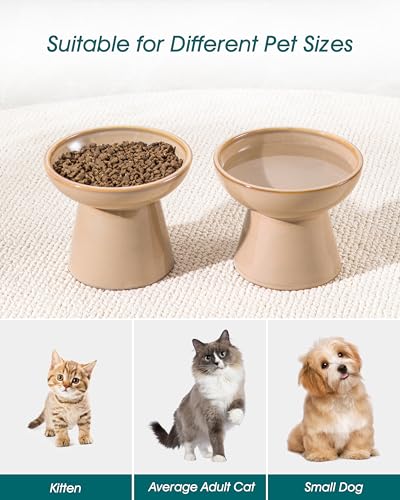 vancasso Pet Feeder in 2 Pack-Food & Water Bowls, Brown