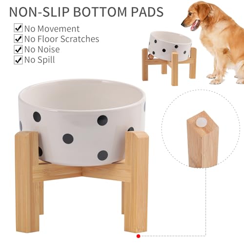 DJJJOOYS Pet Feeder in Slanted Small Dog Bowl, Black Dot