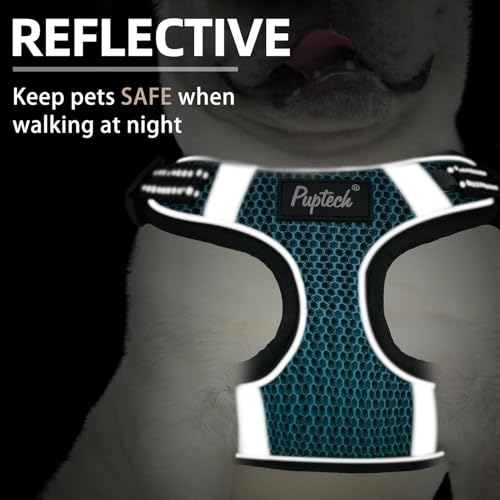 PUPTECK Animal Harness in M (17-25lbs, Chest 17"-21"), #1 Blue(Breathable Mesh)