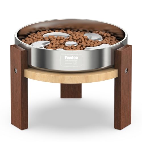 Feedoo Pet Feeder in 6'' Height Stand, 6" Height 2Cups Slow Feeder