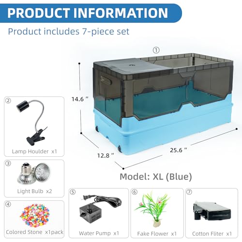 Wedoelsim Vivarium in 25.6x12.8x14.6 Inch, Blue
