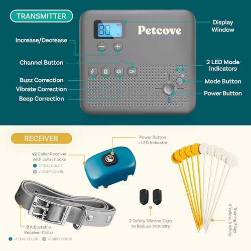 PetCove Animal Collar in 2 Collar Gray & Teal, Gray & Teal