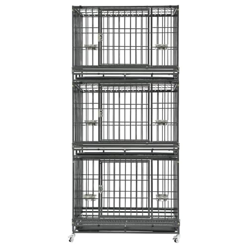 Homey Pet Animal Cage in 37.0"L - 3 Tiers - 1P, Black