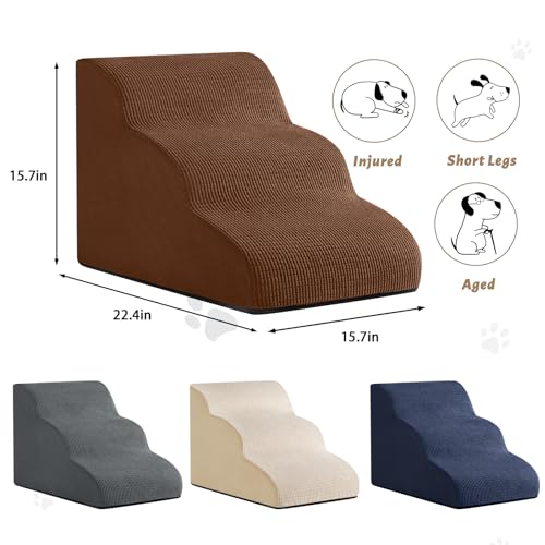 aodisman Animal Stair in Standard 3-Step 15.7"H, Brown
