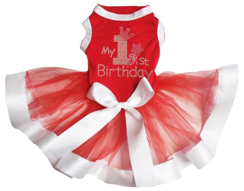 Petitebella Pet Apparel in X-Small, Red/Red White Ribbon