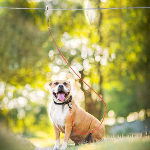 Snagle Paw Leash in 50ft run cable+10ft tie out cable, Red for 250lbs dogs