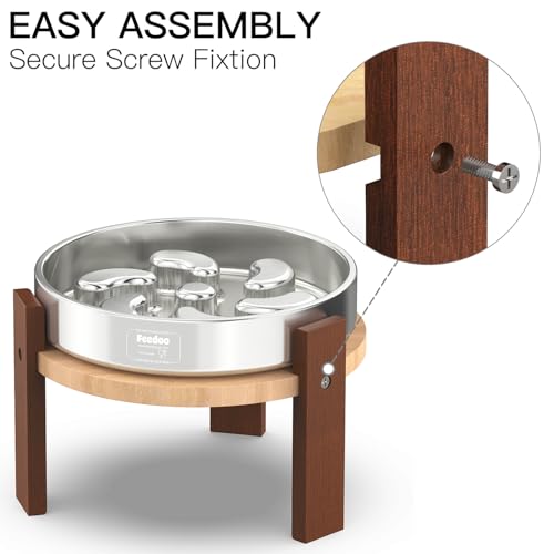 Feedoo Pet Feeder in 6'' Height Stand, 6" Height 2Cups Slow Feeder