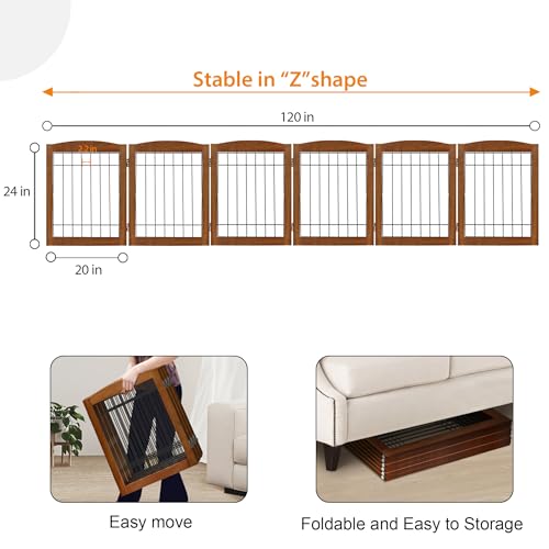 LZRS Temporary Gate in 24"Height-6 Panel, Oak Cherry