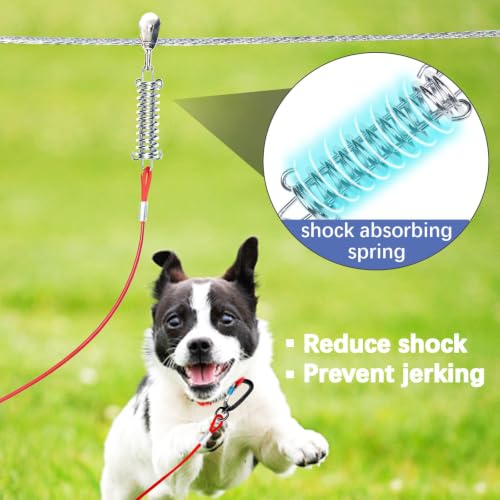 Snagle Paw Leash in 50ft run cable+10ft tie out cable, Red for 250lbs dogs