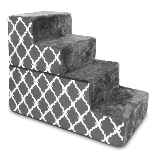 Best Pet Supplies Animal Stair in H: 22 Inches (Foldable), Gray Lattice Print