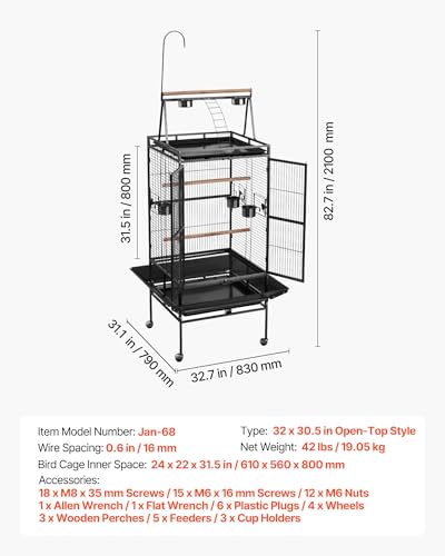 VEVOR Animal Cage in 32.7"L x 31.1"W x 82.7"H, Black