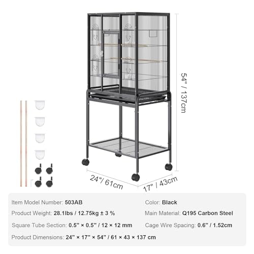 VEVOR Animal Cage in 24.0"L x 16.9"W x 54.0"H, Black