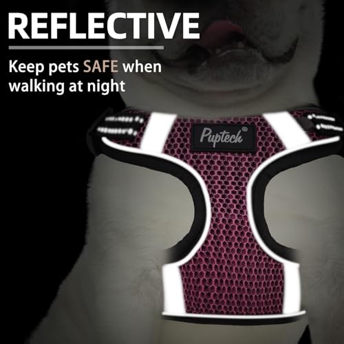 PUPTECK Animal Harness in S (13-17lbs, Chest 15"-18"), #1 HotPink(Breathable Mesh)