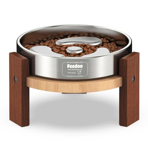 Feedoo Pet Feeder in 4'' Height Stand, 4" Height 1Cup Slow Feeder