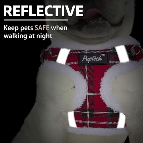 PUPTECK Animal Harness in XS (9-13lbs, Chest 14"-16"), #3 Red(Plush Plaid)