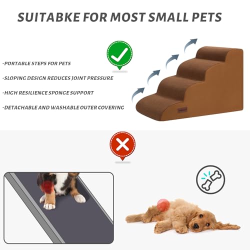 aodisman Animal Stair in Standard 4-Step 17.4"H, Brown