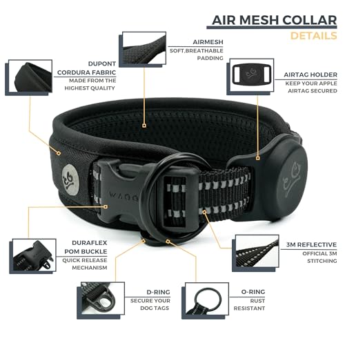 WaggyLife Animal Collar in XS (11.8"-13.8"), Black