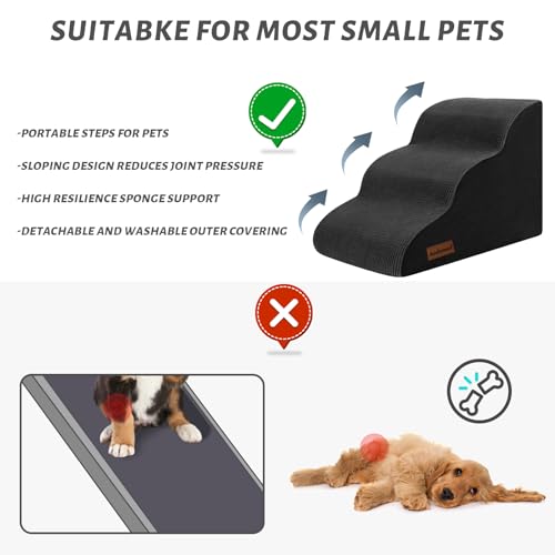 aodisman Animal Stair in Standard 3-Step 15.7"H, Black