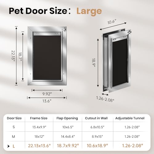 VOSOIR Pet Door in Large, Silver
