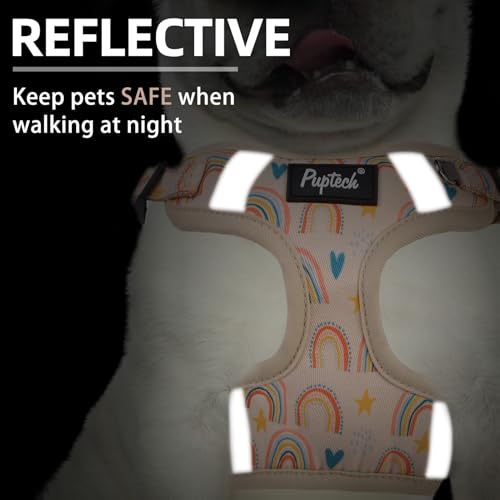 PUPTECK Animal Harness in L (25-33lbs, Chest 20"-25"), #2 Beige(Rainbow Print)