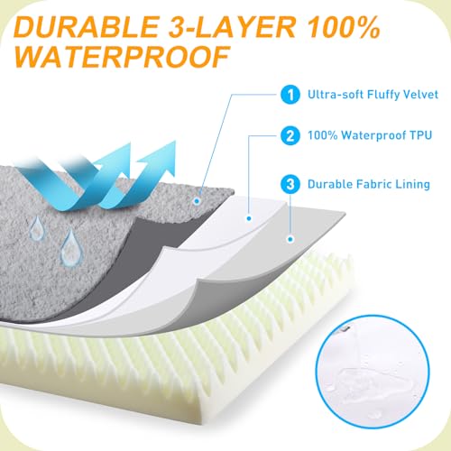 KSIIA Pet Bed Mat in 23.0"L x 17.0"W x 3.0"Th, Light Grey