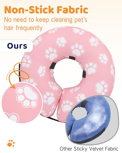Supet Animal Recovery Collar Cone in S(Neck 7"-9.5"), T Paw Pink
