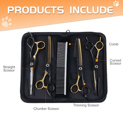 hyzrqwyw Scissors in 4 pieces - Professional Kit, Black Gold