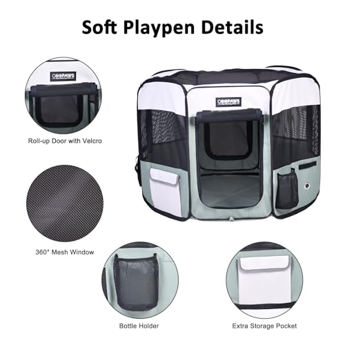 JESPET Pet Playpen in 36x36x24 Inch (Pack of 1), Shale Green