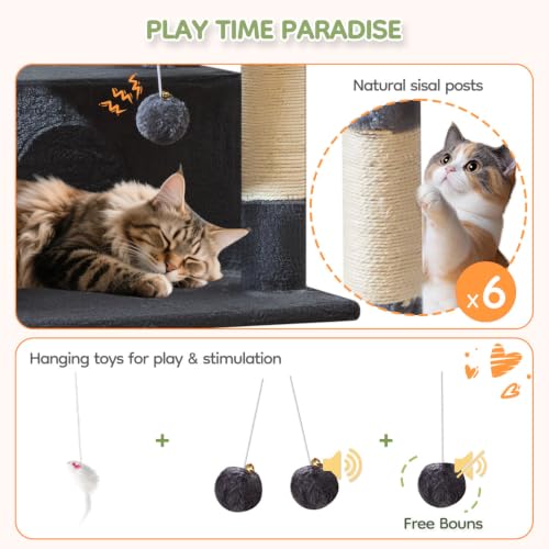 Taoqimiao Pet Activity Structure in 79 inch, Smoky Gray