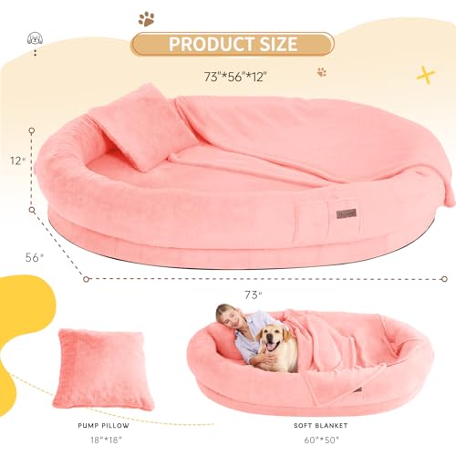 Fvkind Pet Bed Mat in 73"Lx56"Wx12"Th, Pink