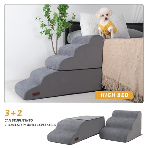 aodisman Animal Stair in Split Design 5-Step 22.8"H, Grey