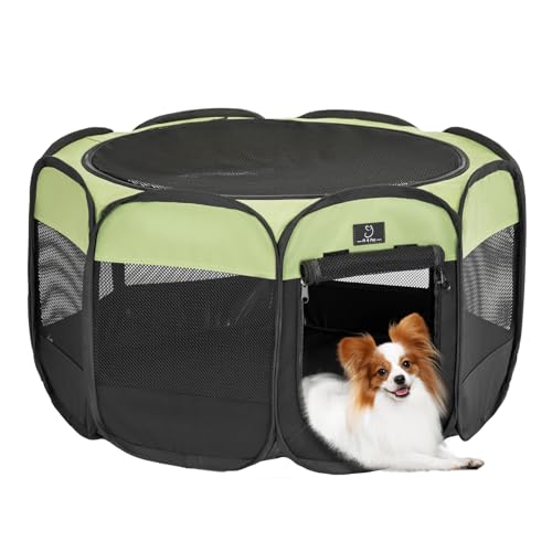 A 4 Pet Pet Playpen in S(29.92"x29.92"x16.5"), Green+Black
