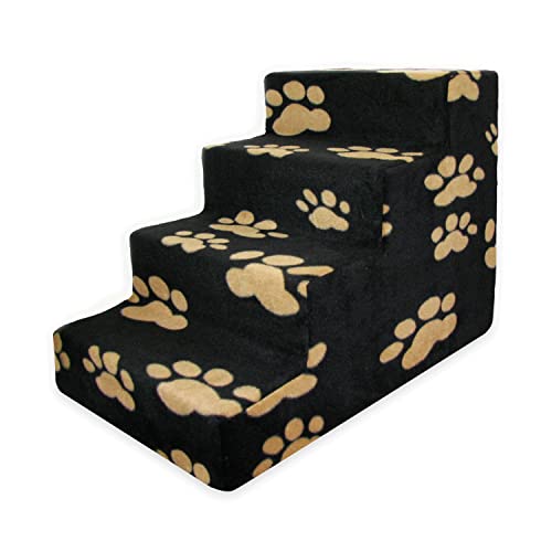 Best Pet Supplies Animal Stair in H: 18 Inches, Paw Print on Black