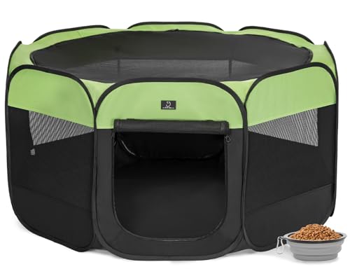 A 4 Pet Pet Playpen in L(50.39"x50.39"x25"), Green+Black