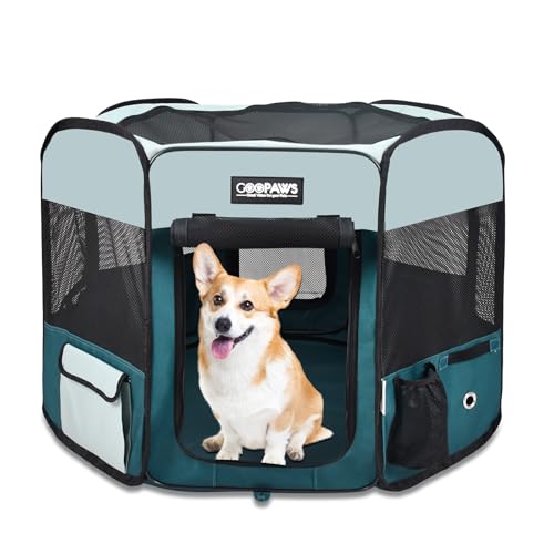 JESPET Pet Playpen in 45x45x24 Inch (Pack of 1), Teal Blue