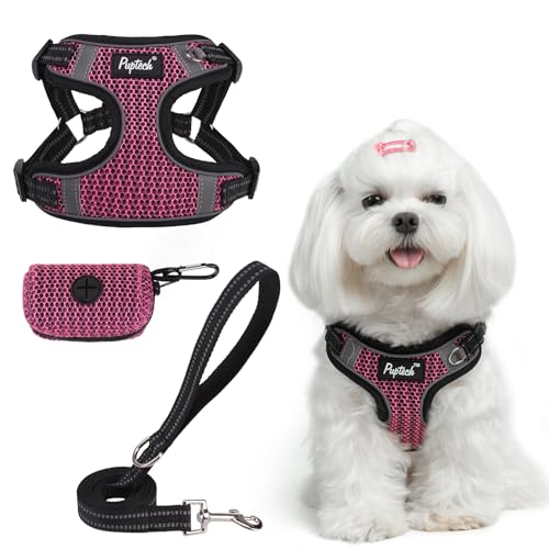 PUPTECK Animal Harness in S (13-17lbs, Chest 15"-18"), #1 HotPink(Breathable Mesh)