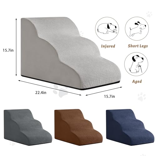 aodisman Animal Stair in Standard 3-Step 15.7"H, Light Grey
