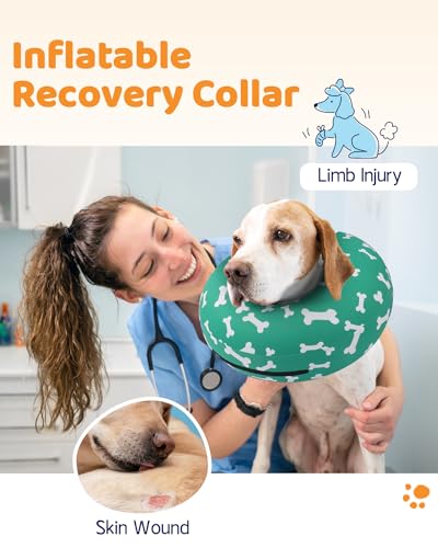 Supet Animal Recovery Collar Cone in S(Neck 7"-9.5"), T Bone Green