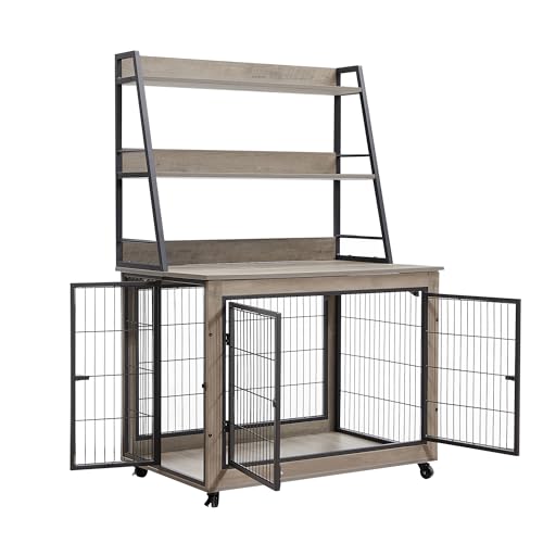 NicBex Animal Cage in 38.6"L x 25.2"W x 56.9"H, Grey