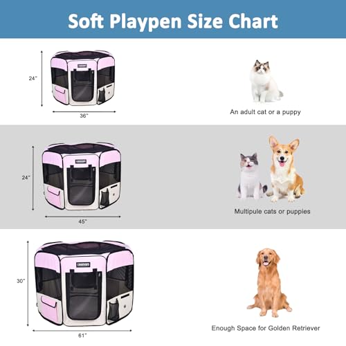 JESPET Pet Playpen in 36x36x24 Inch (Pack of 1), Pink
