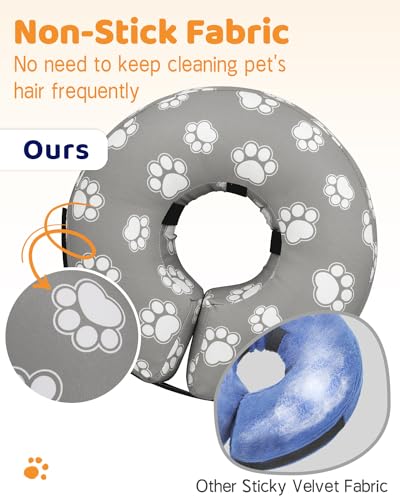Supet Animal Recovery Collar Cone in S(Neck 7"-9.5"), T Paw Grey