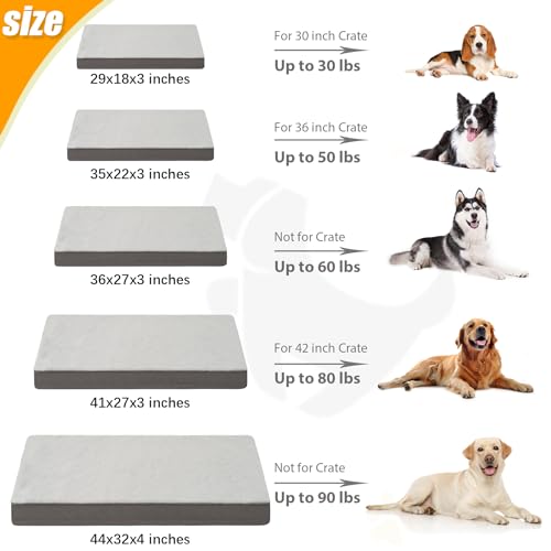 KSIIA Pet Bed Mat in 29.0"L x 18.0"W x 3.0"Th, Light Grey